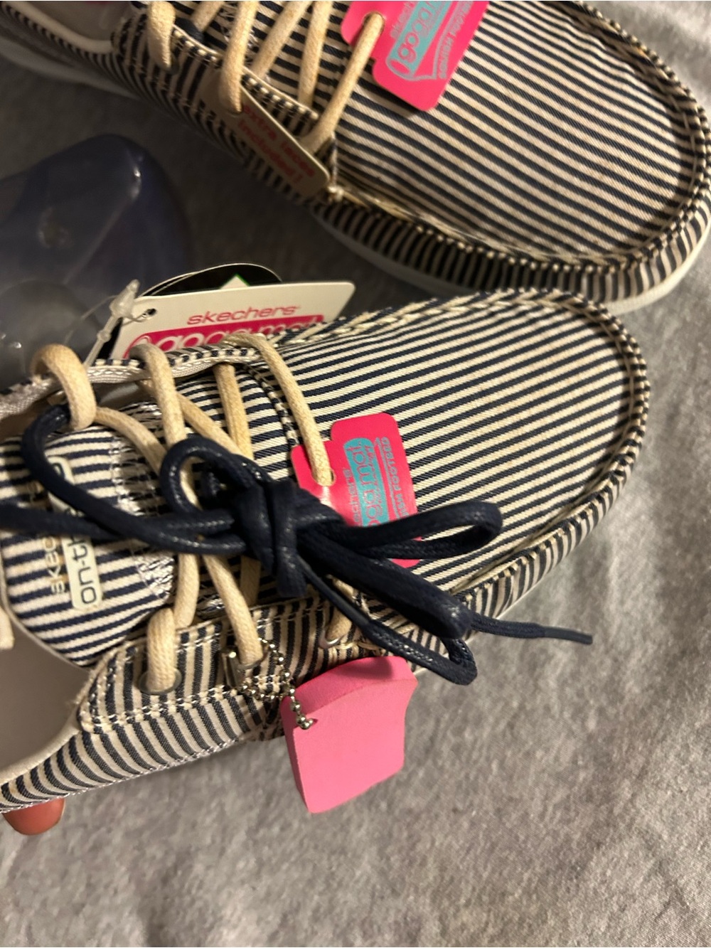 Skechers Women's Black & White Striped Slip-On Moccasins (yoga mat) - Picture 13 of 13